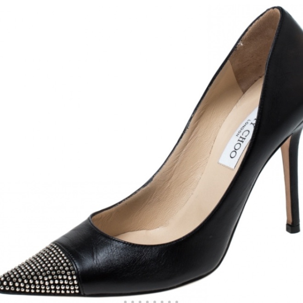 Jimmy Choo Black and Silver Studded Heels